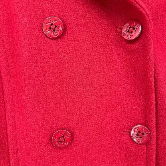 Pendleton Red Merino Wool Double Breasted Pea Coat Jacket Collared - Picture 3 of 8